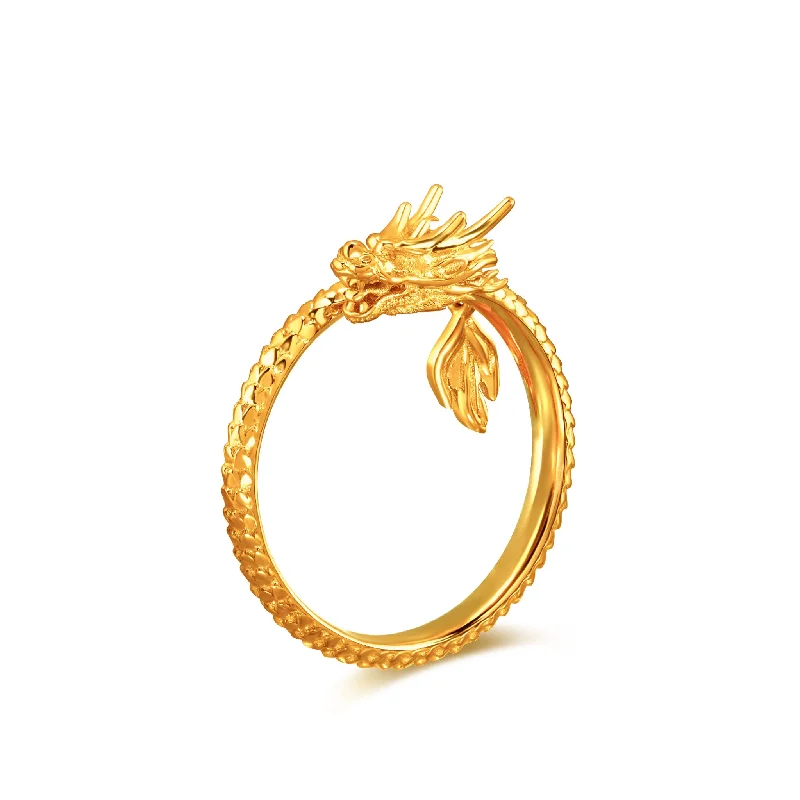 vintage wedding band for men -916 Gold Dragon Embrace Ring