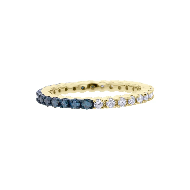 initial ring for women -Duo Blue and White Eternity Diamond Ring