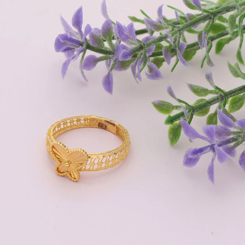 men’s ring with birthstone -Gold Fashionable Butterfly Design Ring 21KT - FKJRN21KM9682