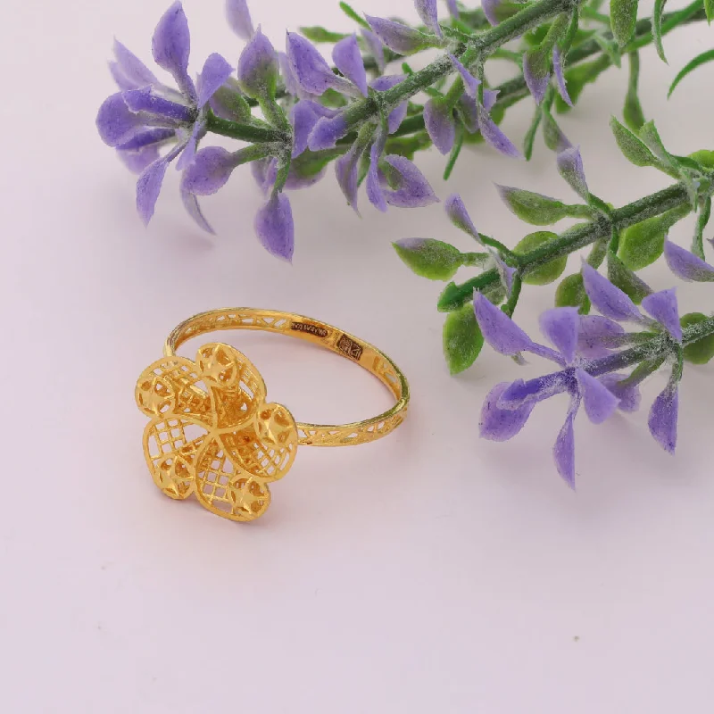 heart shaped ring for women -Gold Flower Design Ring 21KT - FKJRN21KM9675