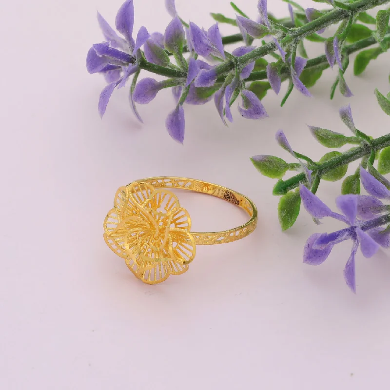 diamond pinky ring for men -Gold Traditional Flower Design Ring 21KT - FKJRN21KM9681