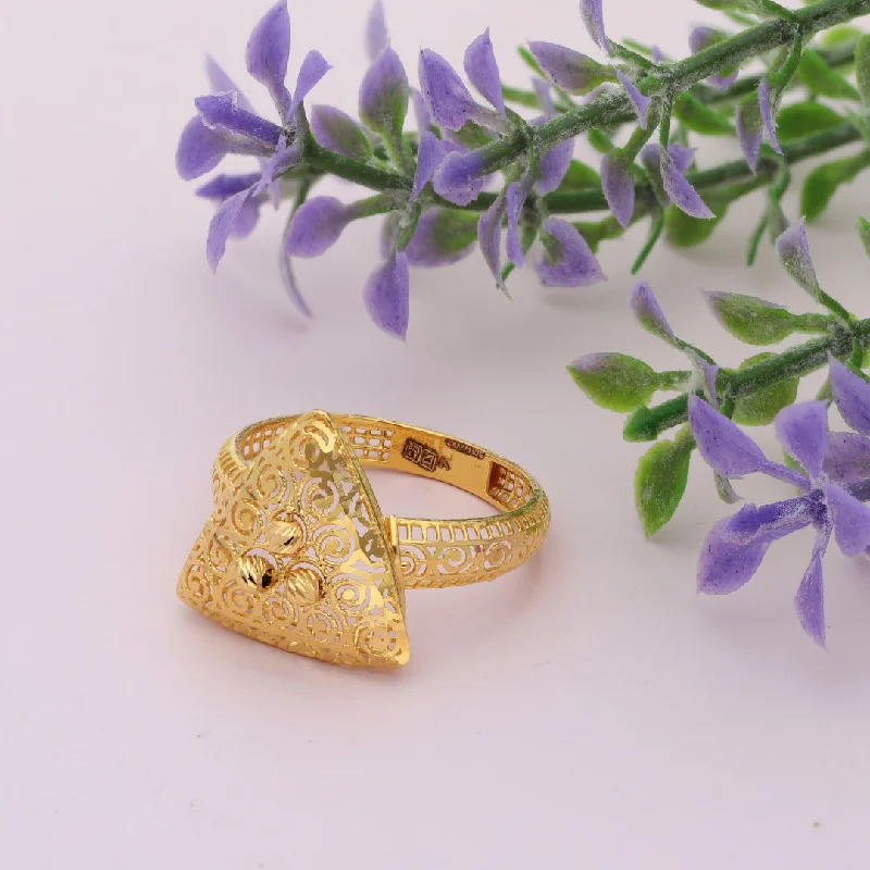 diamond engagement ring for women -Gold Traditional Triangle Filigree Ring 21KT - FKJRN21KM9680