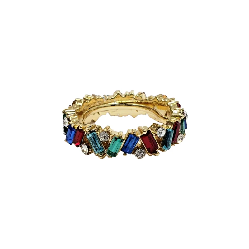 opal ring for women -Gold With Multicolor Baguette Ring