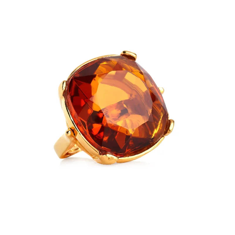 adjustable gold ring for women -Golden Topaz Cocktail Ring