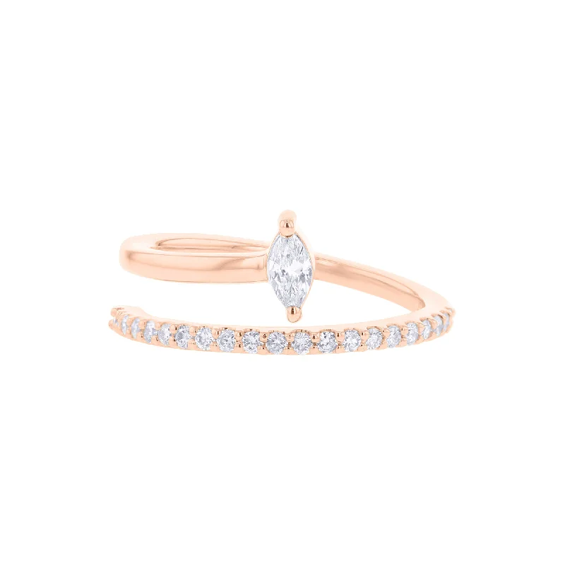 zodiac sign ring for women -Marquise Spiral Diamond Ring