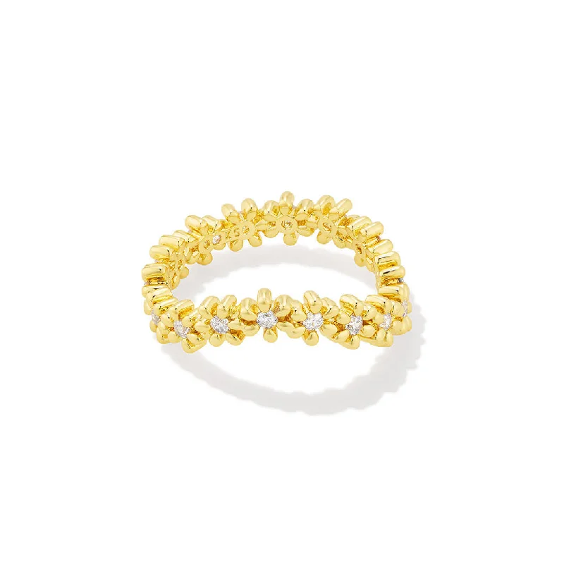 luxury diamond ring for special occasions -Nydia Band Ring in Clear & Gold