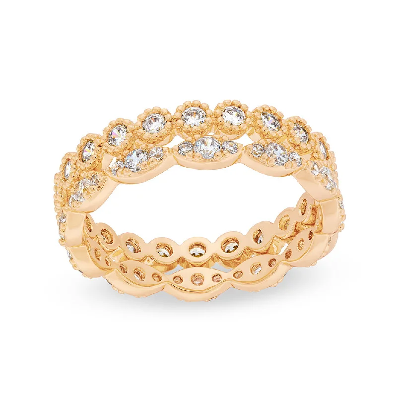 bold cocktail ring for women -Pave & CZ Ring Set in Gold