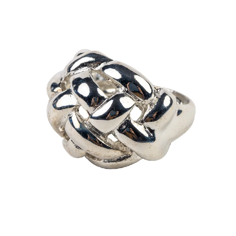 bold cocktail ring for women -Polished Silver Weave Ring