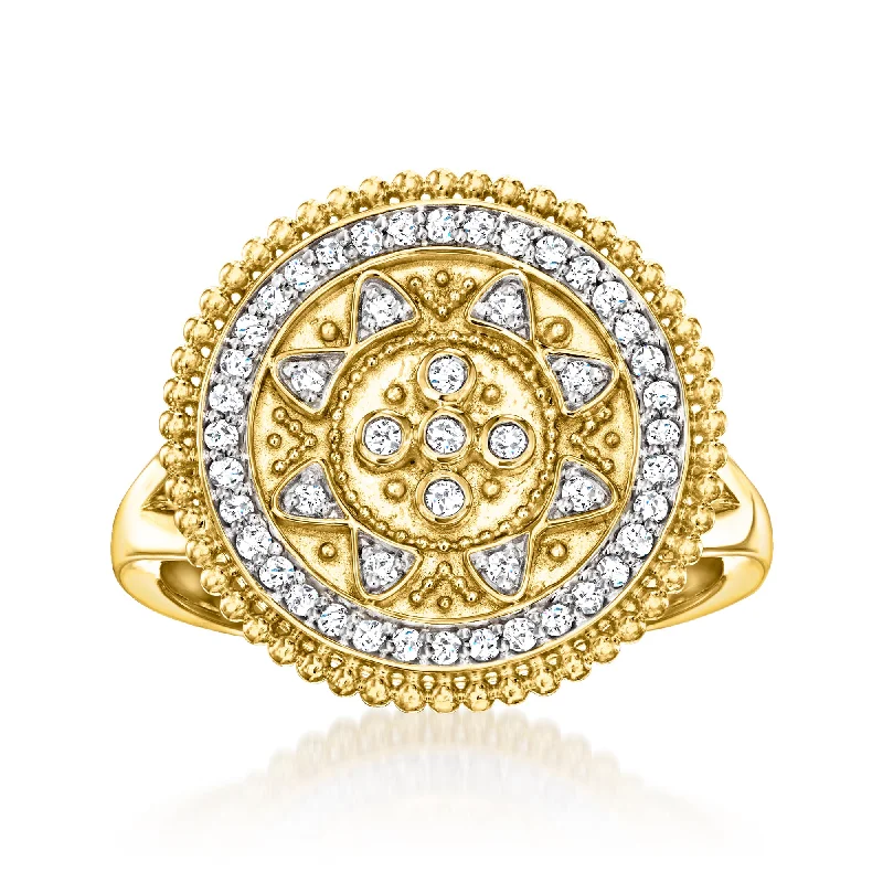 gemstone ring for women -Ross-Simons Diamond Etruscan-Style Circle Ring in 18kt Gold Over Sterling