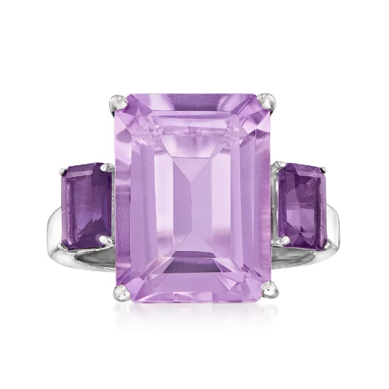 diamond engagement ring for women -Ross-Simons Emerald-Cut Amethyst Ring in Sterling Silver