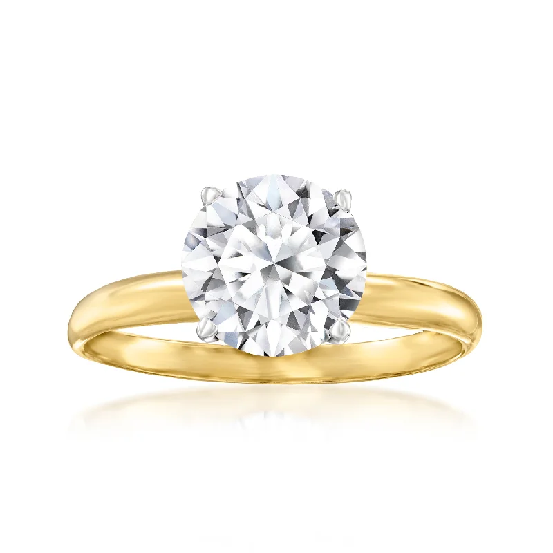 birthstone stacking rings for women -Ross-Simons Lab-Grown Diamond Solitaire Ring in 14kt Yellow Gold