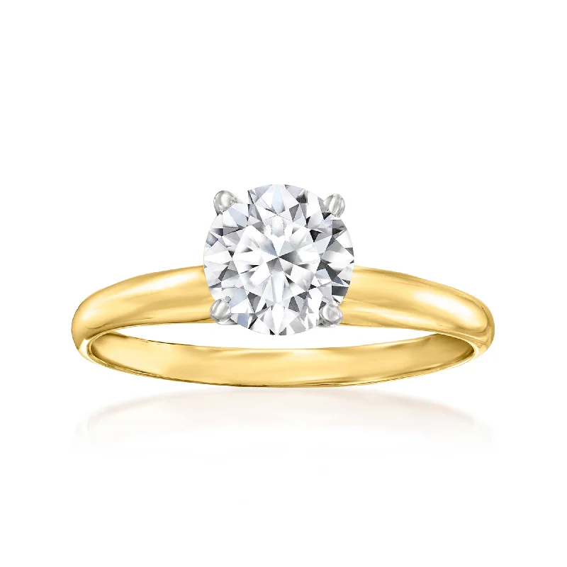 custom initial ring for women -Ross-Simons Lab-Grown Diamond Solitaire Ring in 14kt Yellow Gold