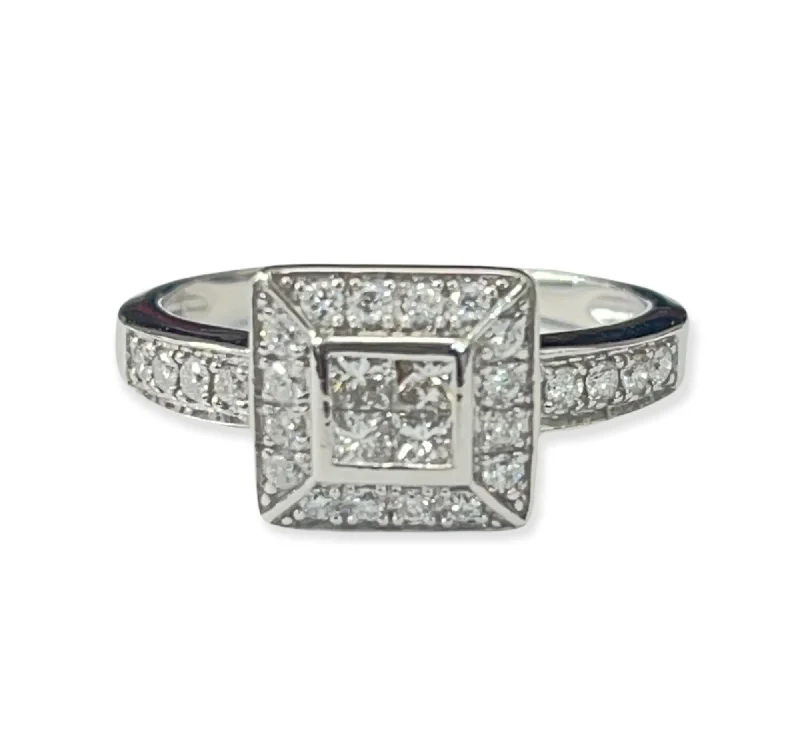 matching couple rings for anniversary -Round Brilliants and Princess Legacy Diamond Ring White Gold 14kt