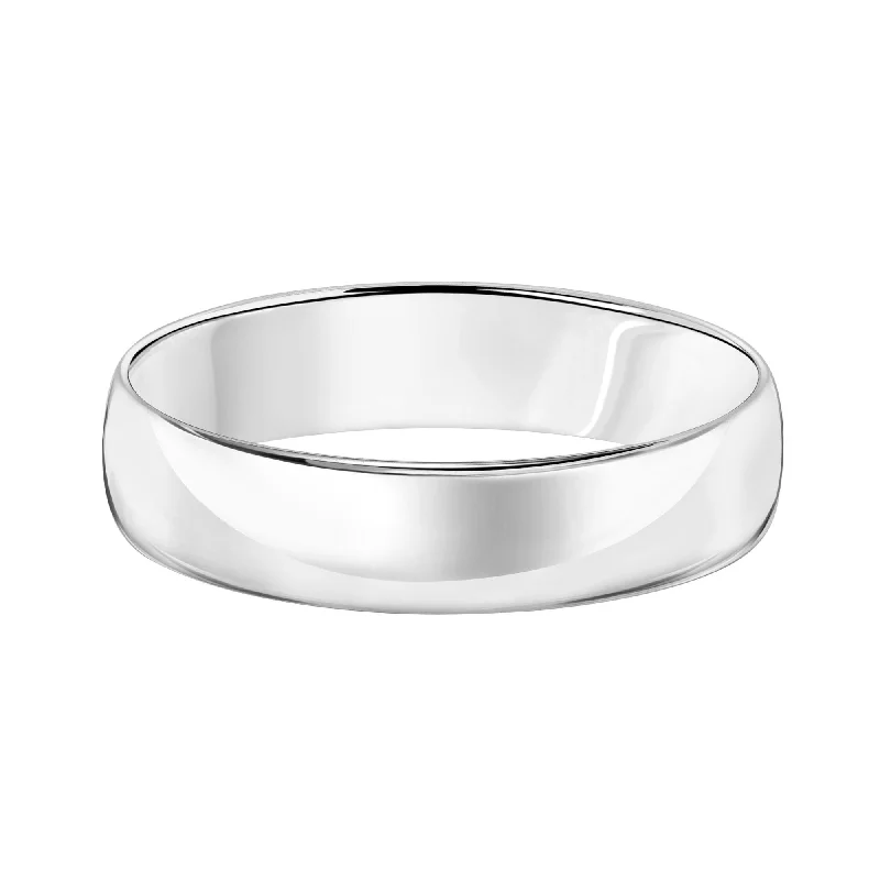 simple silver ring for men -Roux 5mm Light Low Dome Platinum Wedding Ring