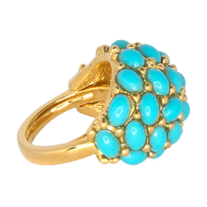 minimalist stackable ring for women -Turquoise Cabochon Dome Ring