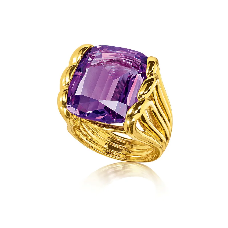 wedding ring set for couples -Whisk Ring in Amethyst