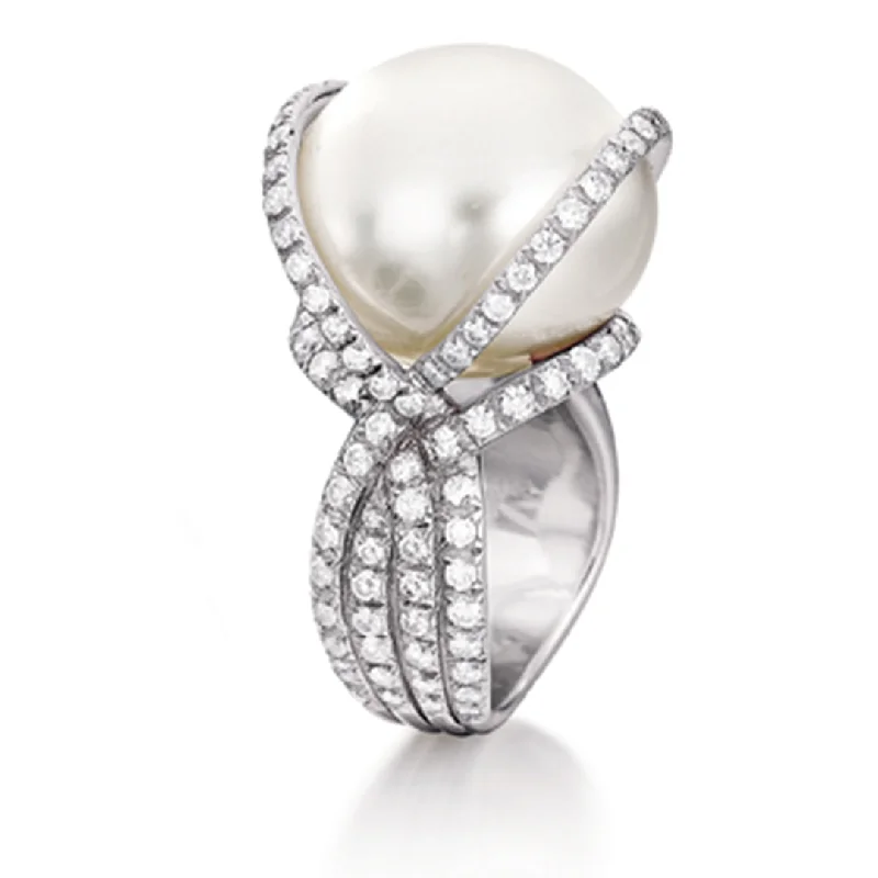 two-tone wedding band for men -Wrapped Pearl Ring