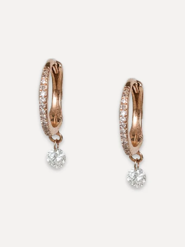 celestial drop earrings for women -14K Floating Diamond Pavé Huggies