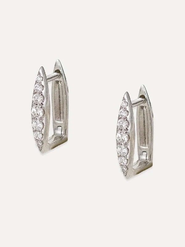 bar drop earrings for women -14K Diamond Flared Huggies