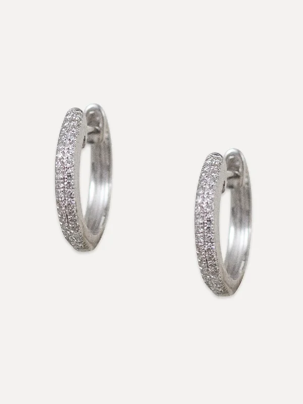 asymmetrical earrings for women -14K Diamond Pavé Huggies