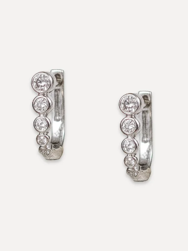 cubic zirconia hoop earrings -14K Graduated Diamond Horseshoe Huggies