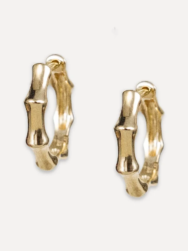 bold geometric earrings for women -14K Bamboo Huggies