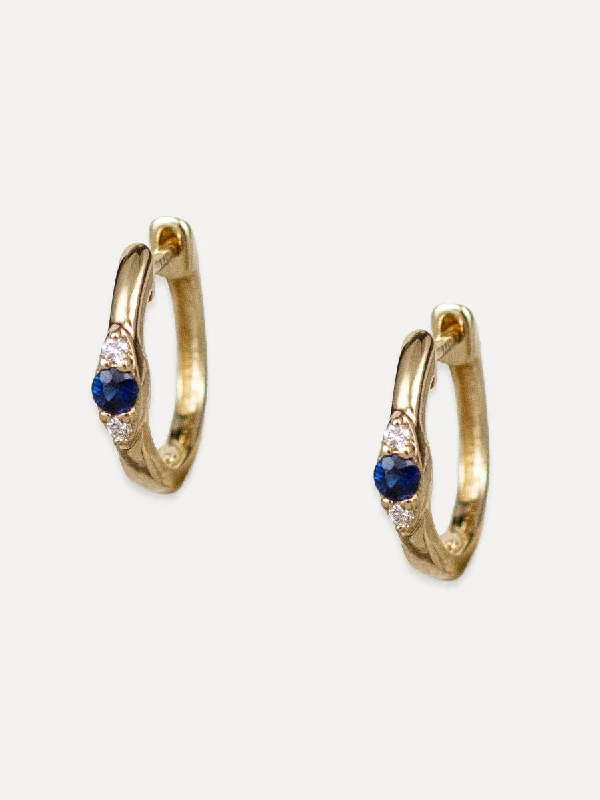 animal-shaped earrings for kids -14K Diamond & Blue Sapphire Huggies