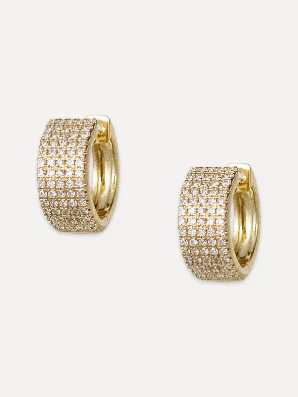 vintage clip earrings for women -14K Diamond Five Row Huggies