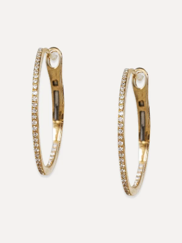 cubic zirconia stud earrings -14K Diamond Medium Oval Hoops