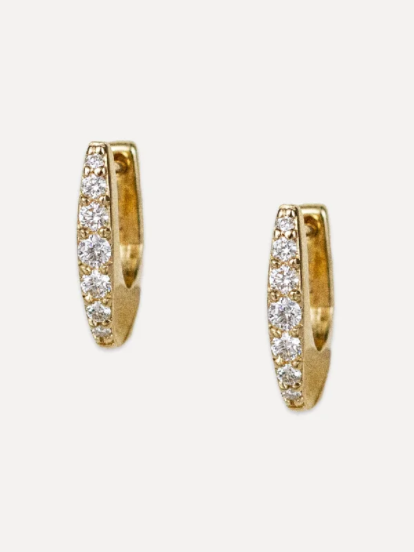 huggie hoop earrings for women -14K Diamond Small Oval Hoops