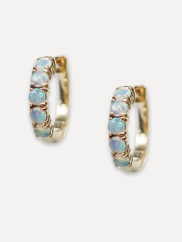 men’s diamond stud earrings -14K Opal Huggies