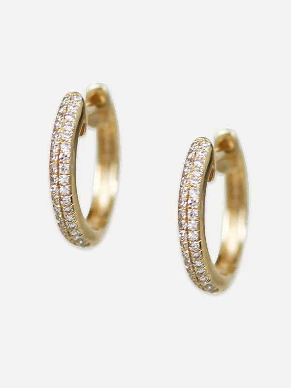 sun and moon earrings for women -14K Diamond Pavé Huggies