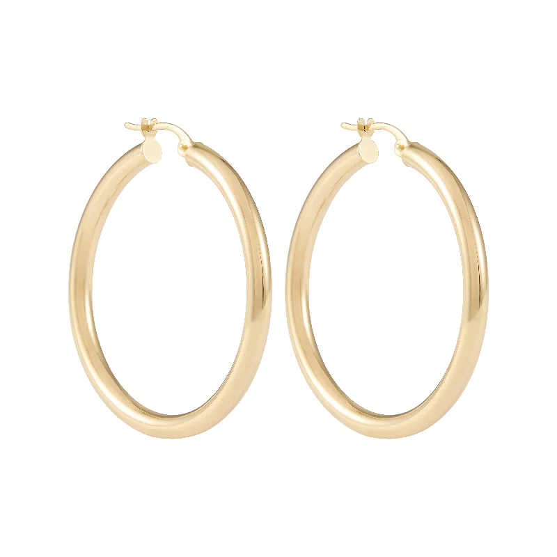 vintage clip-on earrings for women -Ailiya Hoop Earrings 9k 35mm - Solid Gold