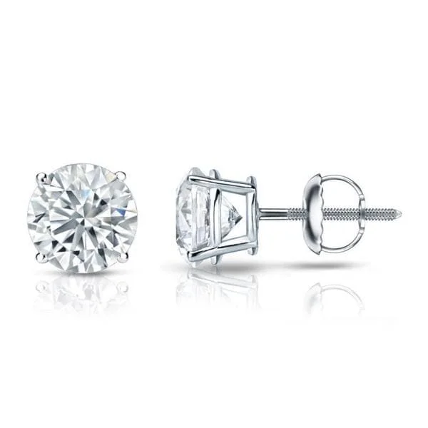 silver threader earrings for women -Auriya 14k Gold Certified 3.00 ct. TDW Round Diamond Stud Earrings