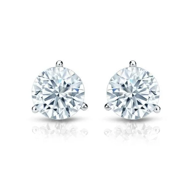 bold chandelier earrings for women -Auriya 18k Gold GIA Certified 3.50 carat TDW 3-Prong Martini Round Diamond Stud Earrings