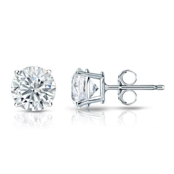 sterling silver stud earrings -Auriya Platinum Certified 1 1/2 carat TDW Round Diamond Stud Earrings