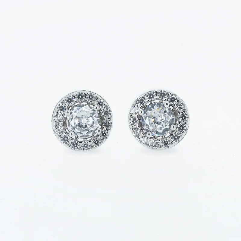 hoop earrings with charms -Classic Round Diamond Studs