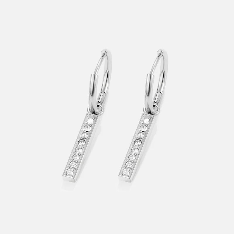 asymmetrical earrings for women -Dana Crystal Bar Hoop Earrings