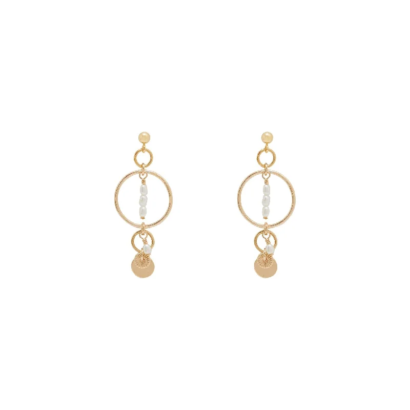 bold geometric earrings for women -Elsa Freshwater Pearl Earrings - Solid Gold