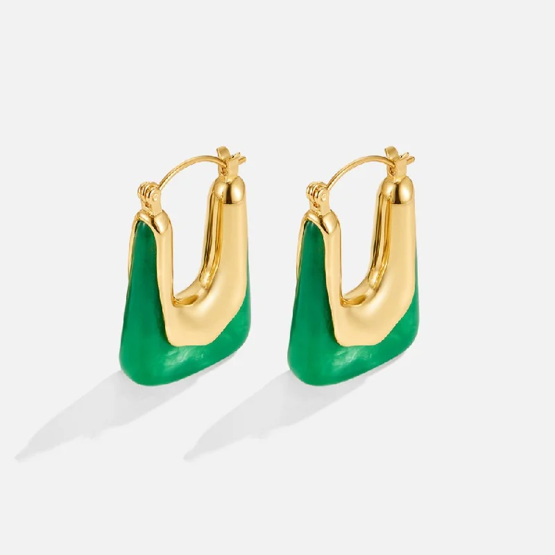 gold knot earrings for women -Esme Square Hoop Earrings