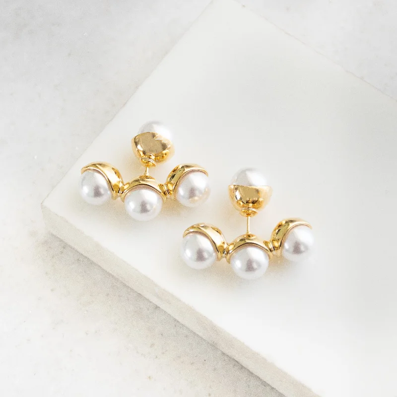 angel halo earrings for women -Faux Pearl Earrings