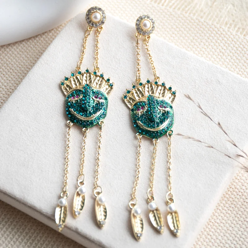 tassel earrings for women -Eccentric Portrait Statement Earrings