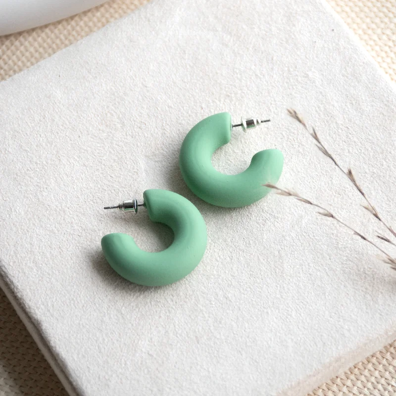 bar drop earrings for women -Green Blush Hoop Earrings