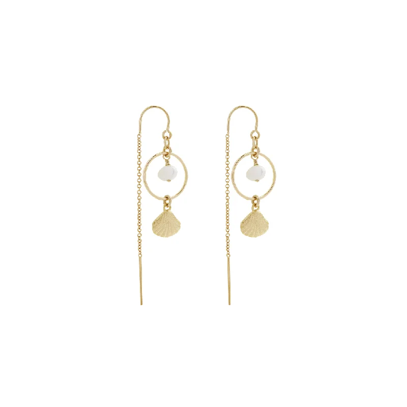 long drop earrings for women -Hestia Thread Earrings - Gold