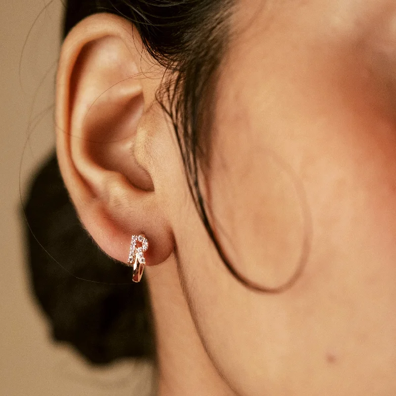 cubic zirconia stud earrings -Initial Earrings