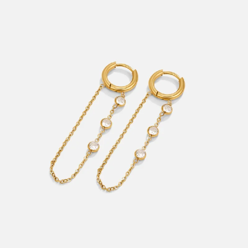 zodiac sign earrings for women -Kira Crystal Drop Hoop Earrings