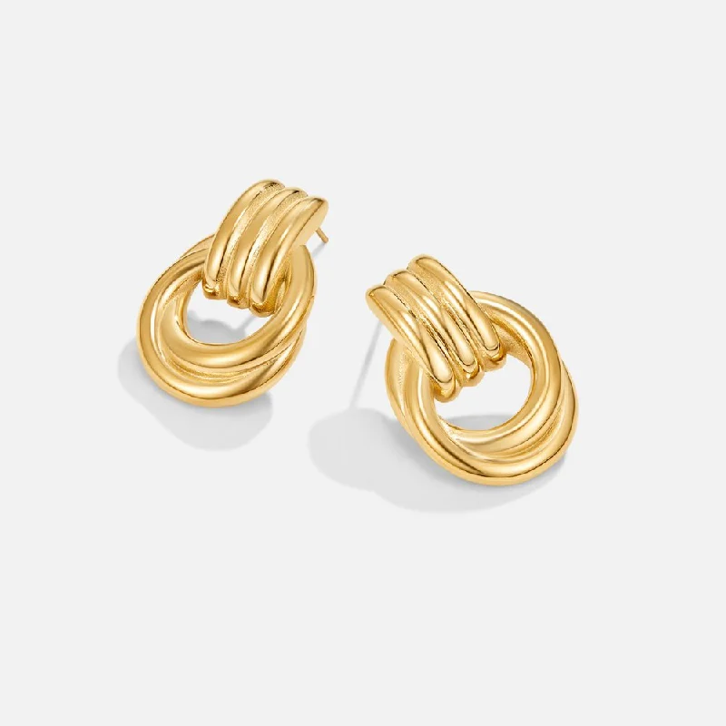 boho style earrings for women -Knot Gold Hoop Earrings