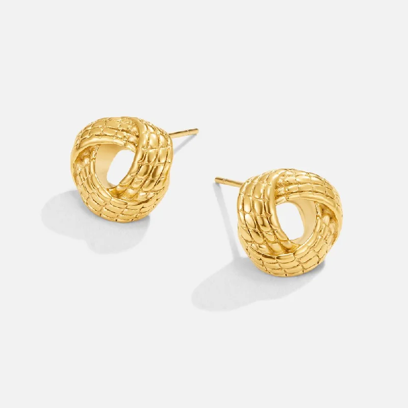 eco-friendly earrings for women -Knotted Twist Gold Earrings