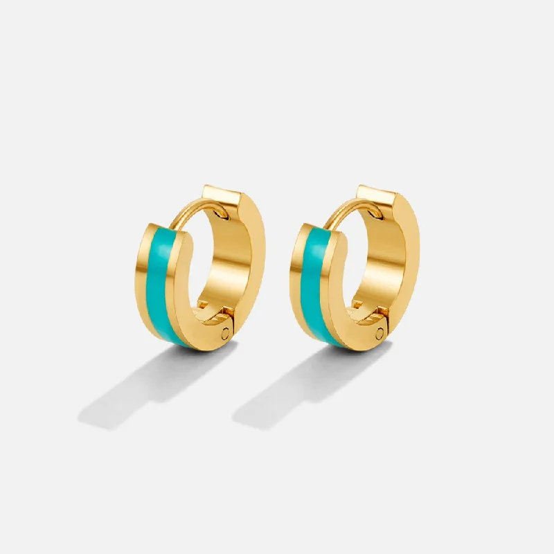 crystal hoop earrings for women -Leigh Teal Hoop Earrings