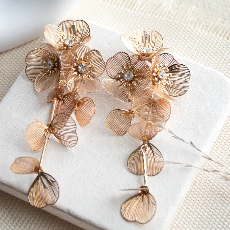 statement pearl earrings for women -Wildflower Tassel Statement Earrings